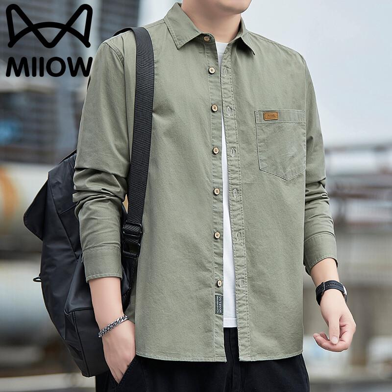 MiiOW Men's Casual Long-Sleeve Cotton Work Shirt