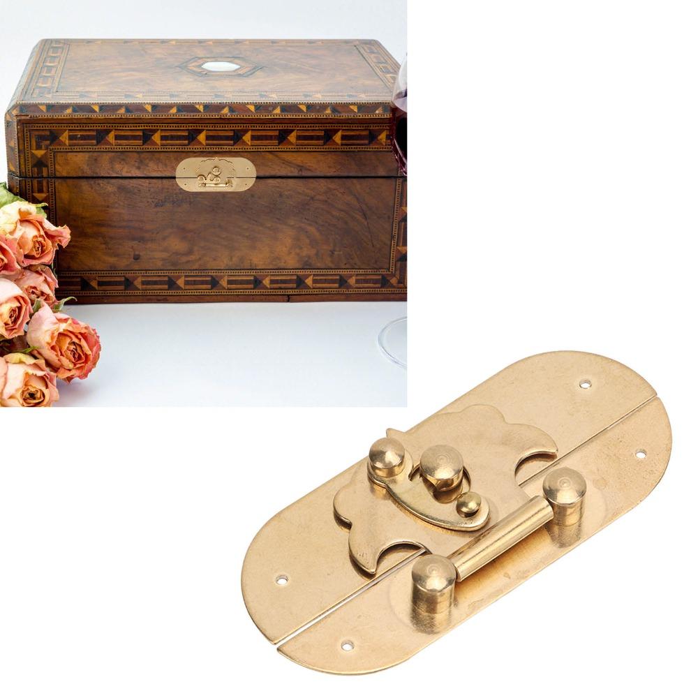 2sets With Screws Brass Hasp Latch Gold Jewelry Box Lock Antique Buckle Latches Jewelry Boxes