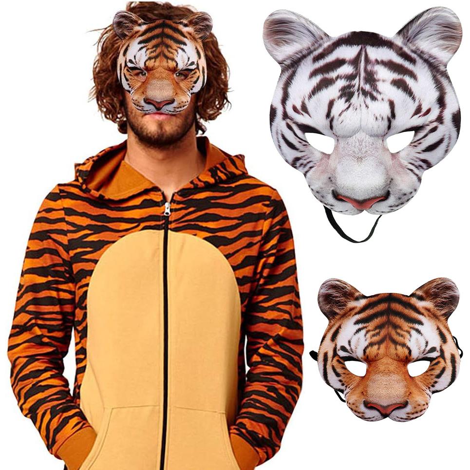 Dierenmasker 3D Realistisch Halve Gezicht Masker Halloween Carnaval Maskerade Verjaardagsfeest Spel Cosplay Kostuum Accessoires Rekwisieten