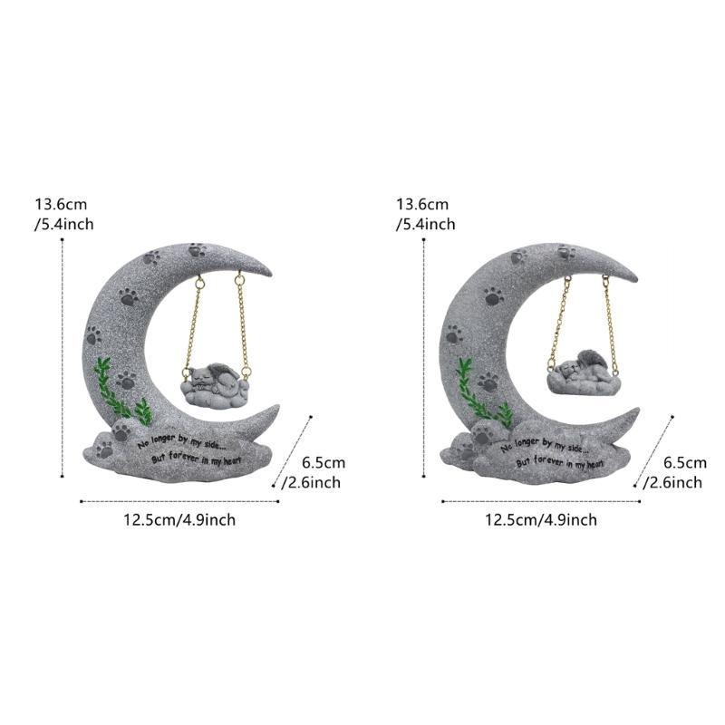 Swing On Moon Remembered Pet Memorials Stone Marker for Dogs Cats Pet Grave Headstones Tombstones Loss of Pet Gift