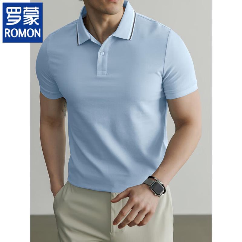 

Romon Men s Short Sleeve Lapel Polo Shirt 3XL