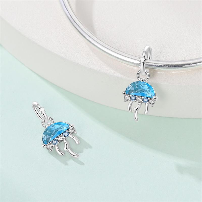 100%Stering Copper Ocean Series Charms Beads Fish Lobster Crab Starfish Pendant Fit Original Bracelet Diy For Women Jewelry