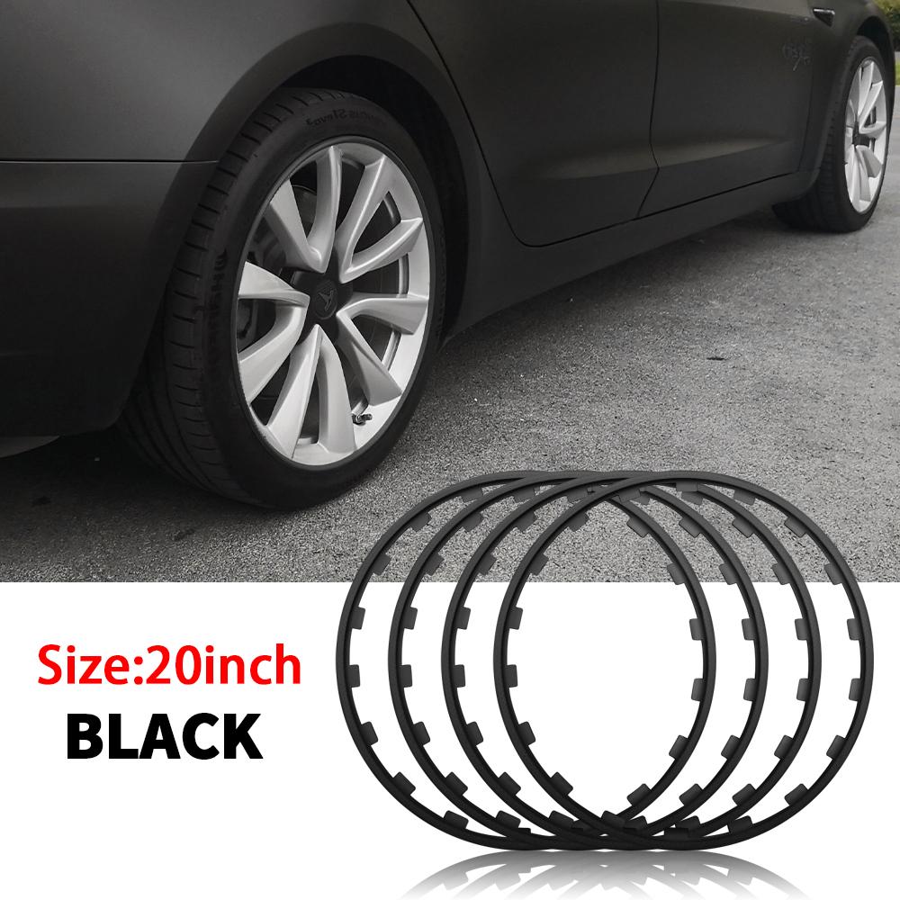 AMA1 4PCS/SET Car Vehicle Wheel Rims Protector Decor Strip Tire Guard Line Rubber Moulding Trim for Tesla Model 3 Y S X 2017-2023