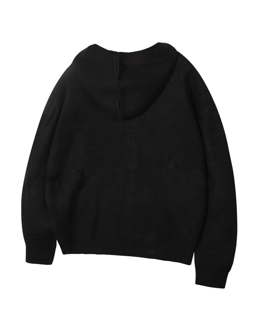 GAINSBORO Love Star Knit Zip-Up_Black