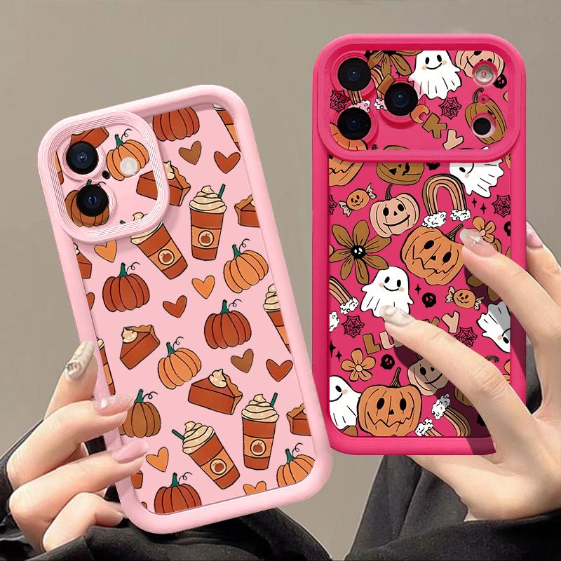 Pumpkin Lantern Ghost Halloween Case For iPhone 18 Pro Max 17 16 15 14 13 Pro Max 17E 16E Shockproof Bumper Soft Silicone Cover