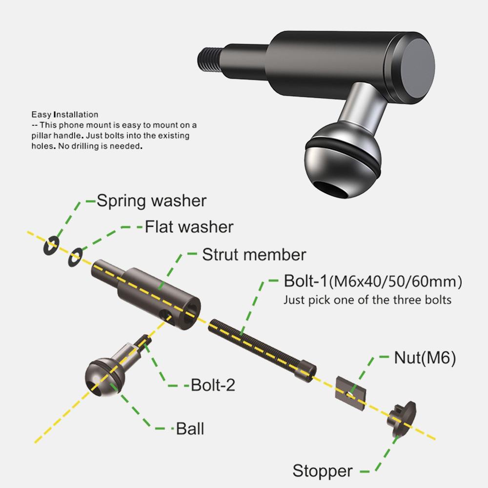Xiaomi Car A-Pillar Handle Phone Holder 360 Degree Rotatable Fixed Mobile Bracket Suitable for Tanks 300/500/Pajero/Overlord ETC