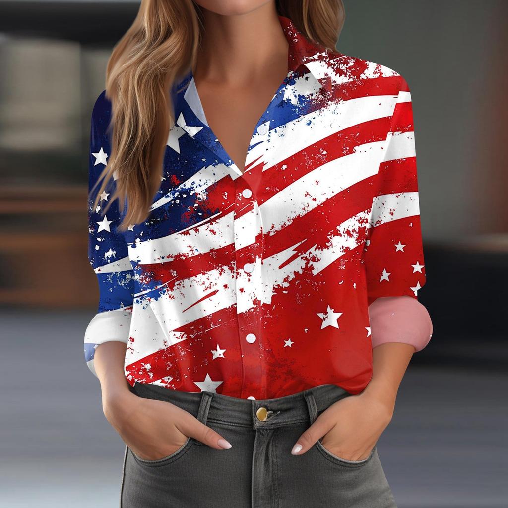 Dámská košile halenka s potiskem tlačítka s dlouhým rukávem ležérní základní košilový límec s běžným topem