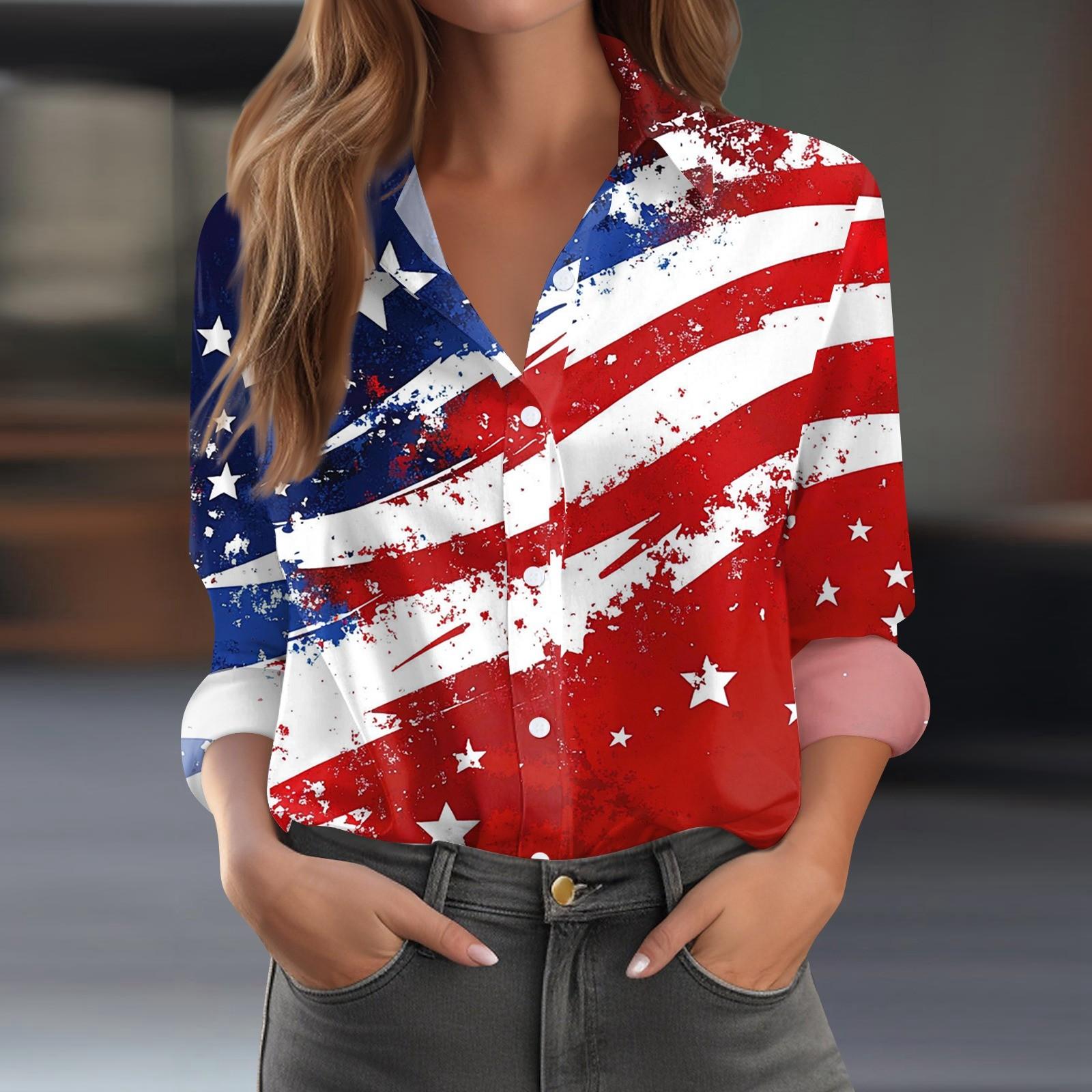 

Женская рубашка-блузка с принтом и пуговицами, длинный рукав, повседневный базовый рубашечный воротник, обычный топ L красный