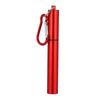 Retractable Stainless Steel Reusable Straw Kit(Red Aluminum Case  Straw + Brush   Carabiner )
