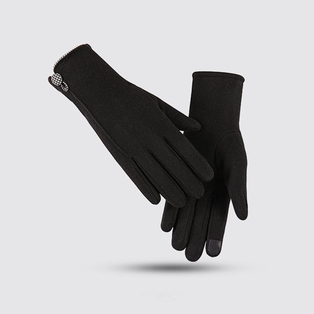 

Elegant Thickened Winter Gloves Touch Screen Windproof Cycling All Gloves Solid Color Thin Warm Mittens Outdoor чёрный
