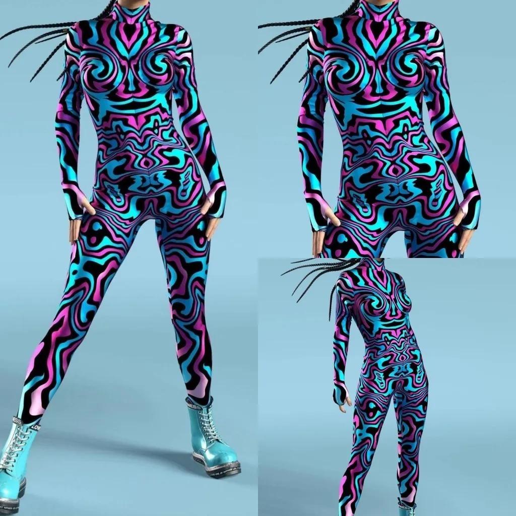 3D Digitaltrykk Sceneopptreden Kostymer Voksne Halloween-arrangementer Karneval Temafest Cosplay Antrekk Latespill Jumpsuit