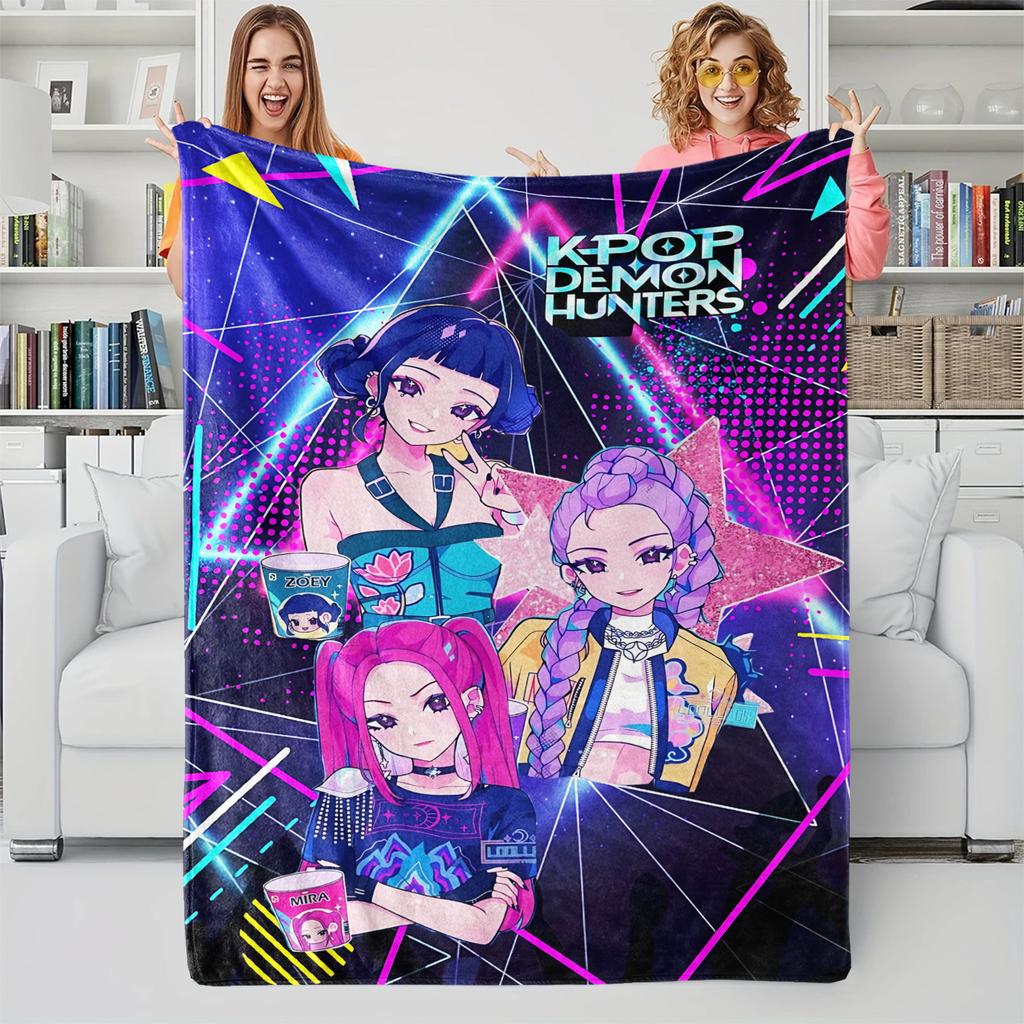 K-Pop Demon Hunters Fan Gifts Blanket Anime Flannel Throw Blanket Suitable Home Leisure Camping Travel Multifunctional Blanket
