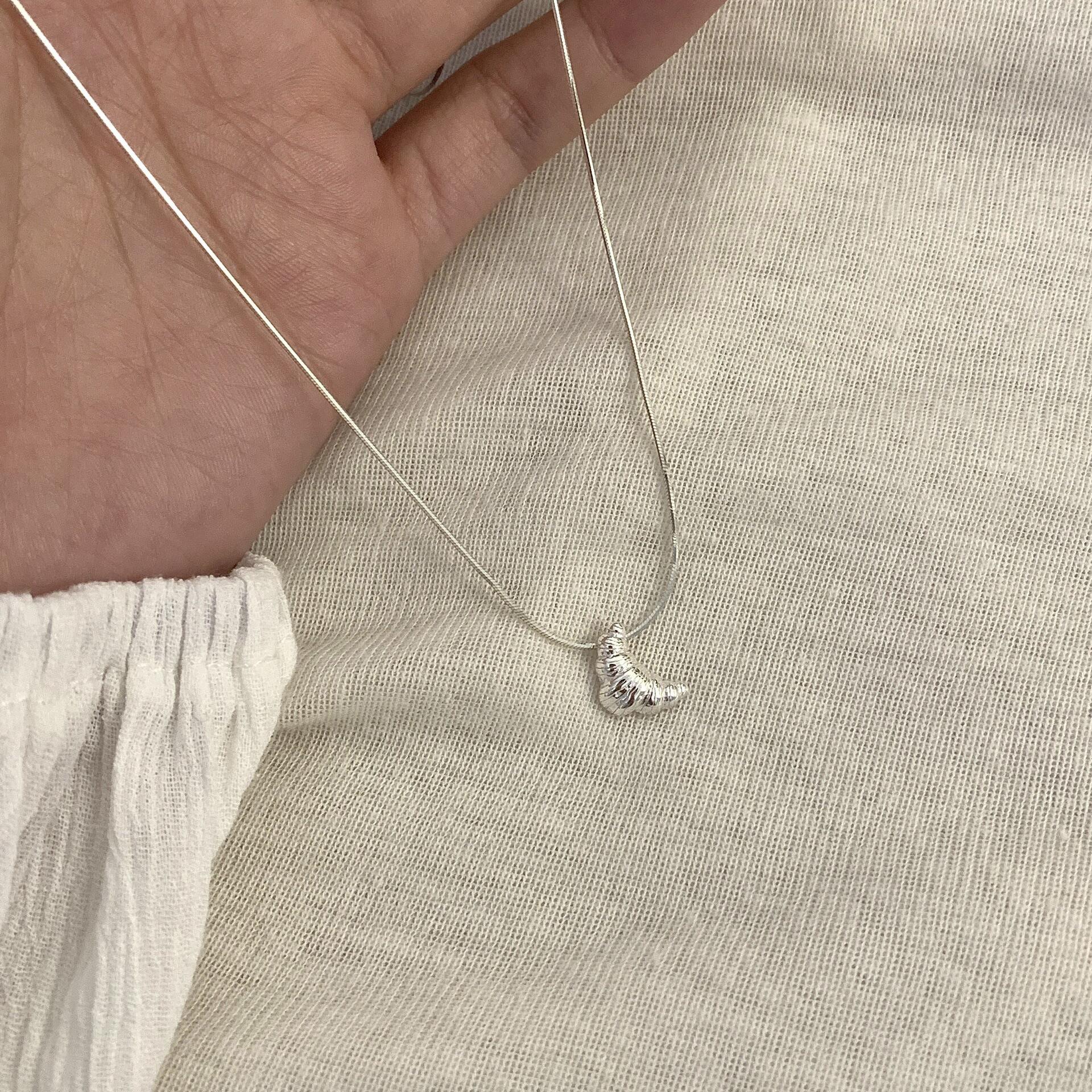 

Уникальное женское ожерелье-круассан из стерлингового серебра 925 пробы, модная корейская универсальная цепочка для свитера 925 Silver