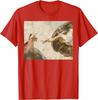 Creation Of Adam Cat Meme Art Graphic Tee Casual Short Sleeve Tshirt For Unisex