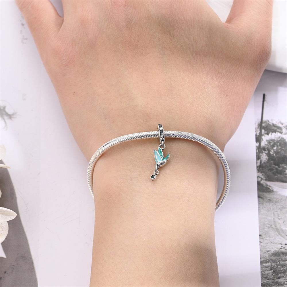 Authentic copper Charm Bead Charms Luxury Blue Bird Pendant Bead Charms Compatible With Bracelets Diy Women Making Delicate Gift Jewellery