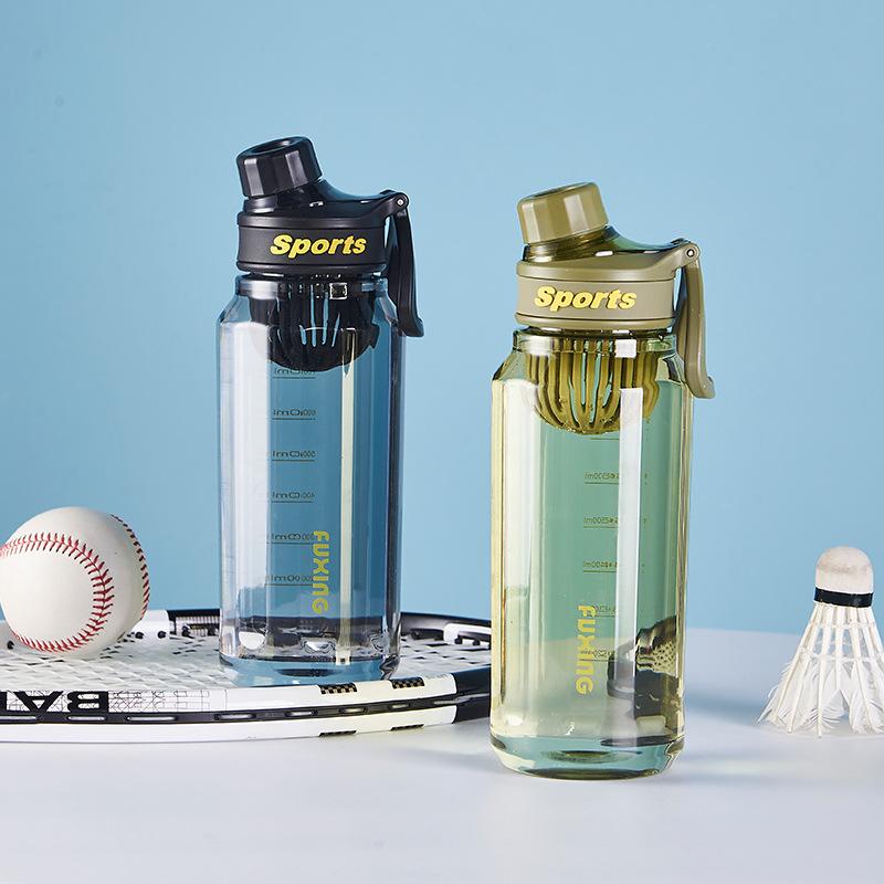 750ml Simple Sports Water Bottle Outdoor Travel Korea Portable Drinkware with Lifting Handle Scale Mark Cup Drink Water Bottles