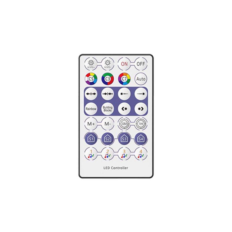 

2.4G Wireless Dreamcolor Controller: 28-Key Remote & Bluetooth App for Full-Color Music-Synced Smart Dimming