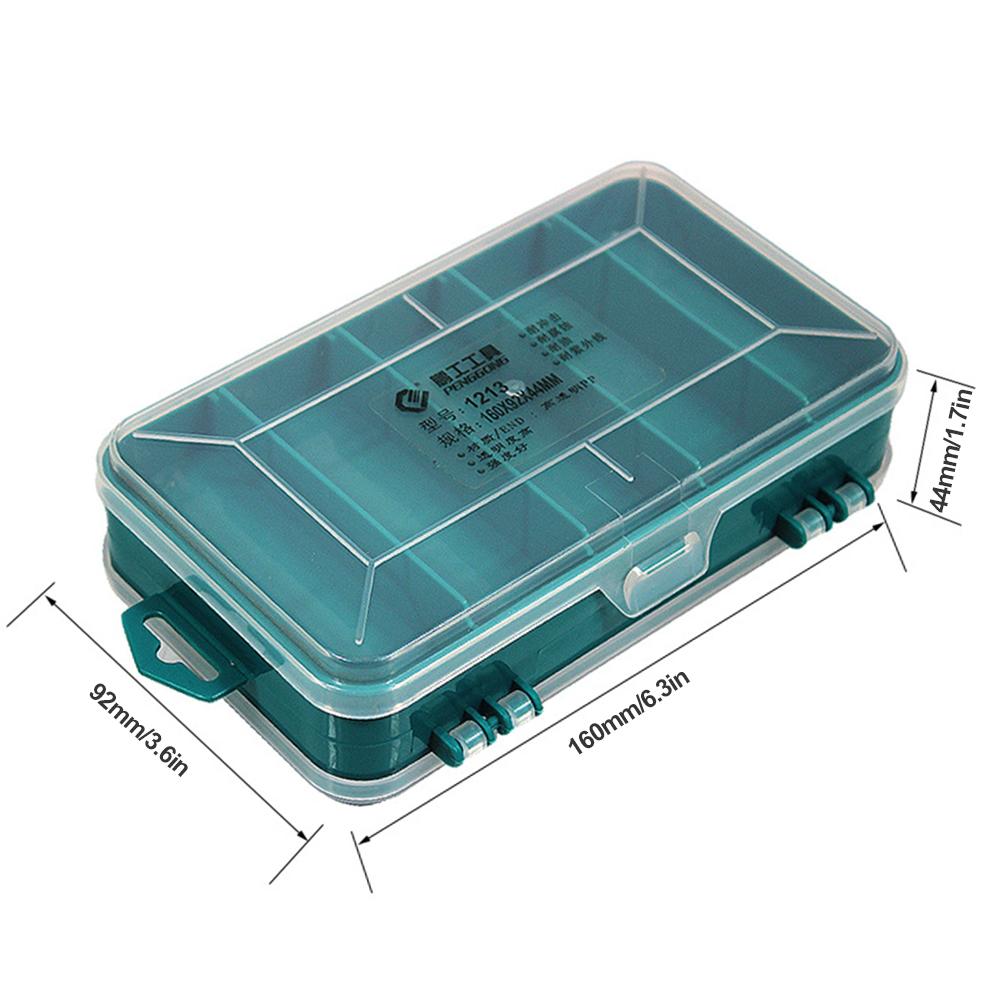 2Pcs Double-Side Hardware Organizer Box Transparent Plastic Tools Box Multifunctional Rectangle Box for Electronic Parts Screw