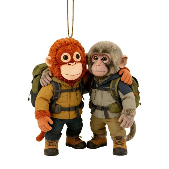 Monkey Hugging Plush Toy Keychain 2D Monkey Acrylic Keychain for Backpack Purse Car Keys Emotional Gift for Family Friends