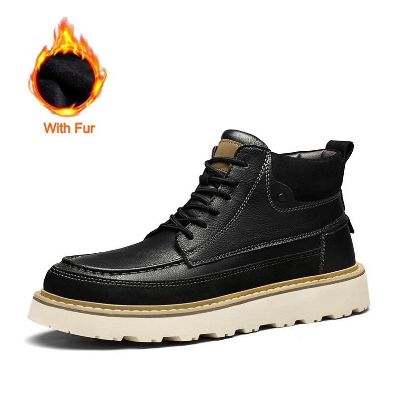 Fashion Handmade Leather Work Boots Young Style Thick Bottom Comfortable Mens Ankle Boots Non-Slip Leisure Walk Mens Driving Shoes 38