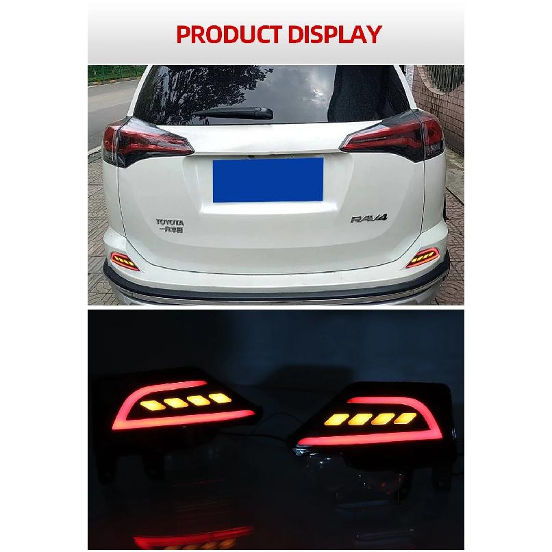 1 Pair Car LED Bumper Reflector Light For Toyota RAV4 2016 2017 2018 2019 Rear Tail Light Fog Light Turn Signal Brake Lamp