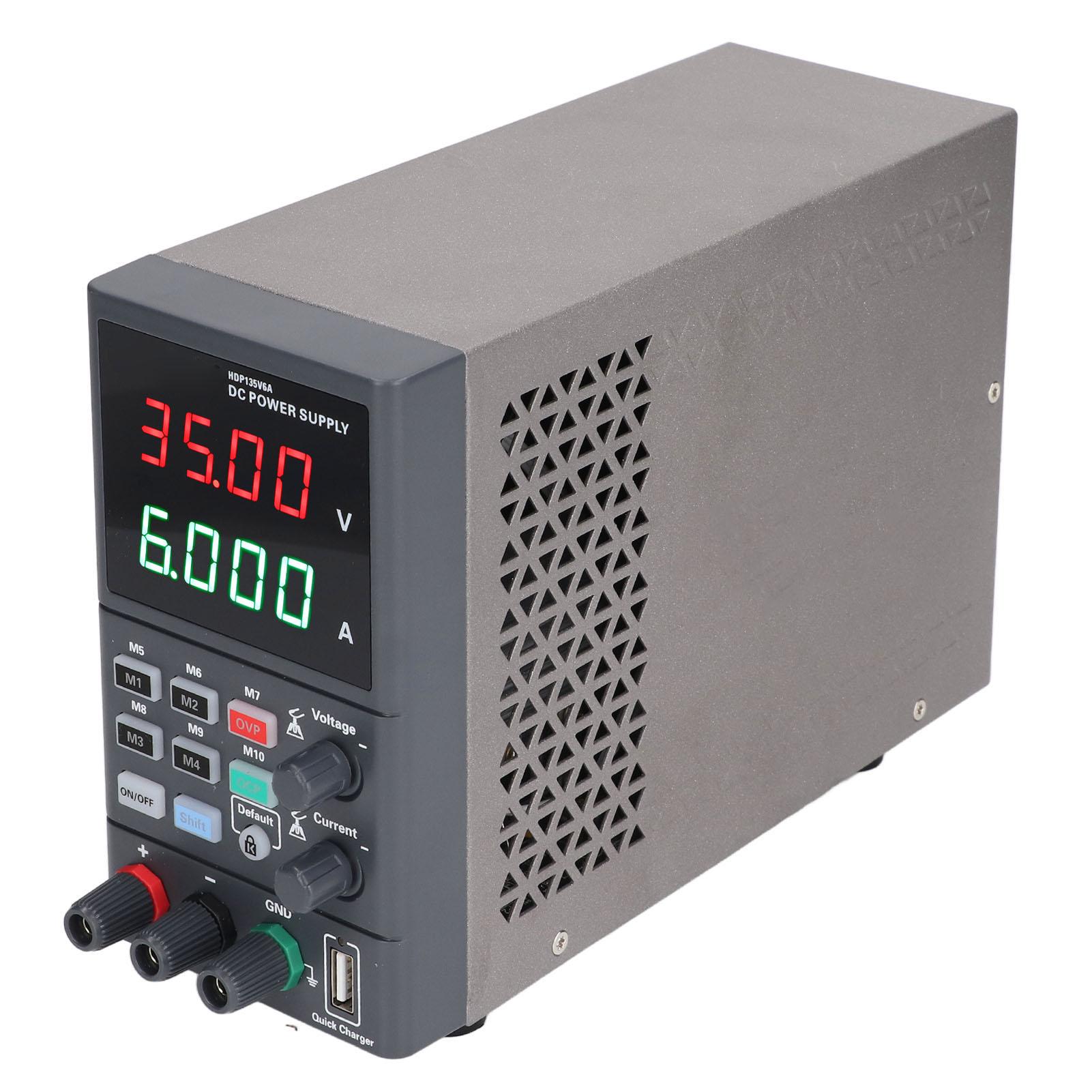 

DC Power Supply Regulated 35.2V 6.2A Output 4 Digit Digital Display USB Fast Charging HDP135V6B US Plug 115V AC