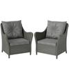 Rattan Garden Chairs Set of 2, Outdoor Rattan Chairs with Cushions, Armrests and High Back, PE Wicker Garden Armchair with Steel Frame for Balcony