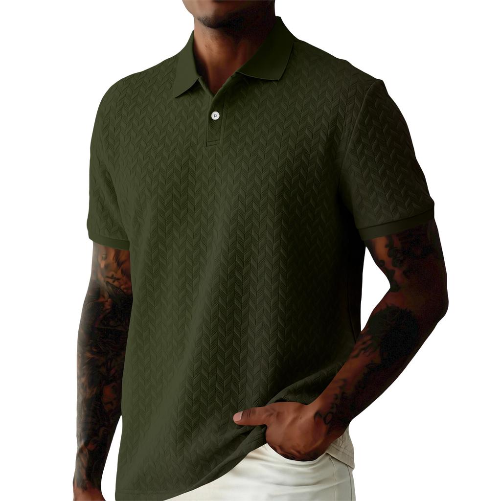 Men Short Sleeve Polo Shirt Knit Casual Athletic Fit Lightweight Soft Fabric Classic Collar Design