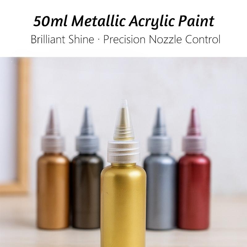 50ml Perleťová akrylová barva Voděodolný kovový umělecký pigment v mačkací lahvičce Potřeby pro DIY řemesla Malování na plátno