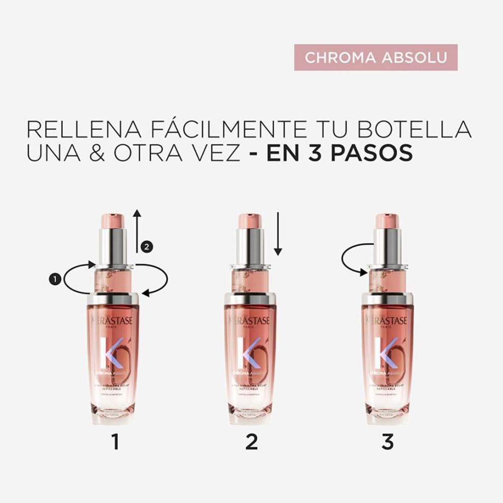 Kérastase Chroma Absolu, High Shine Hair Oil for Damaged Colour-Treated Hair, Lightweight Formula with Lactic Acid, Huile Chroma Éclat, Refillable