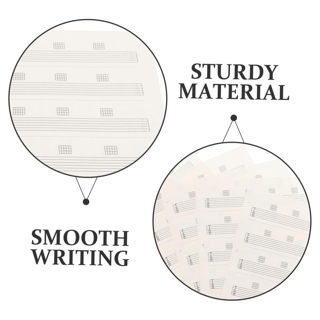 Abaodam Guitar Six-Line Notation Notebook Paper, 85-Sheet Set (Refill), TAB Chord Diagrams, White, 28.9 x 21cm, Easy-to-Write Paper, Bleed-Resistant,