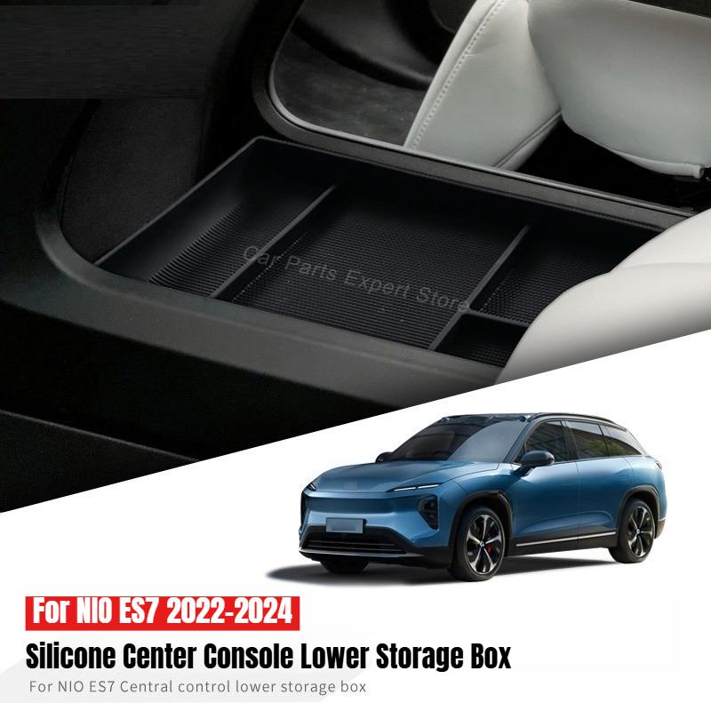 For NIO ES7 -2024 Silicone Center Console Lower Storage Box Car Under Dash Storage Central Interior Organizer Accessories