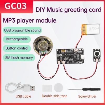 GC03 Recording Greeting Card Mechanism MP3 Download Voice Module TYPE-C Interface Creative Gift Box Christmas Birthday Card
