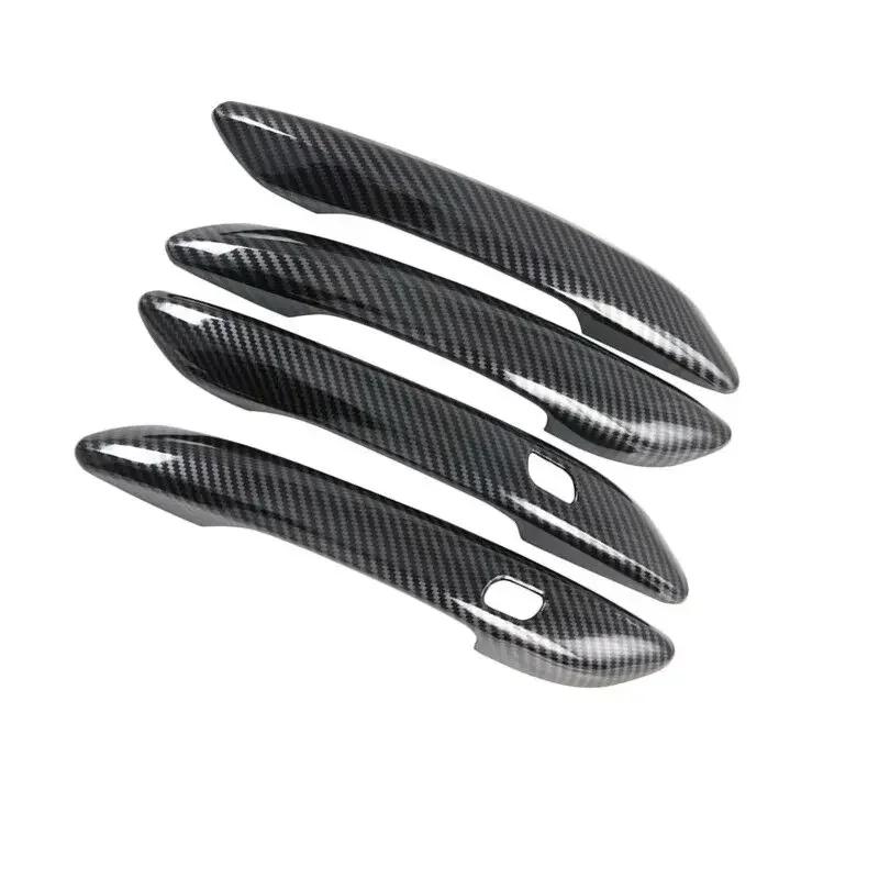 For Hyundai Sonata     ABS Chrome Carbon Fiber Black Car Door Handle Cover Trim Sticker Car Styling Accessories