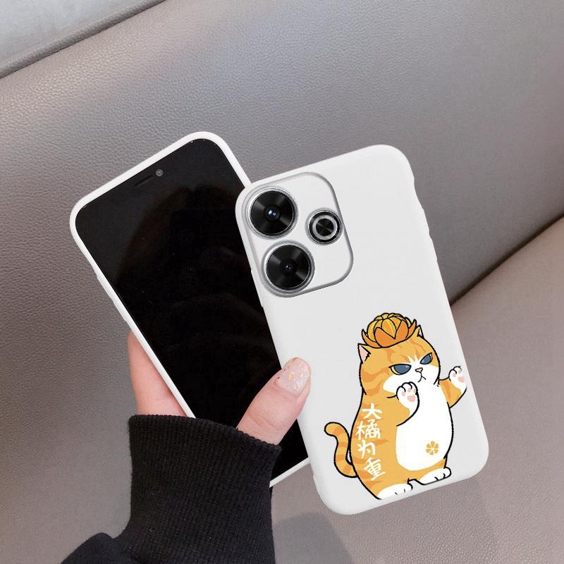 

М який силіконовий чохол Funny Cat для Xiaomi Redmi Note 13 Pro 13C 14 Poco C65 Samsung A55 A35 A34 M35 S24 iPhone Huawei Honor 200 Realme Shockproof Cover Realme 12 5G білий