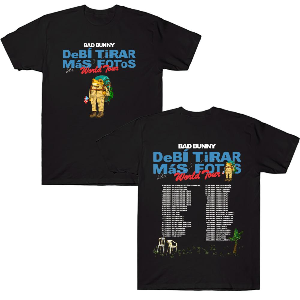 Bad Bunny Debí Tirar Más Fotos World Tour 2026 T Shirts Rapper Bad Bunny Cotton Tees Unisex Hip Hop Oversized Tshirt Streetwear