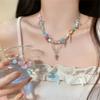Korean Exquisite Retro Flower Love Heart Beaded Necklace For Women Personality Simple Cool Clavicle Chain Fashion Y2K Jewelry