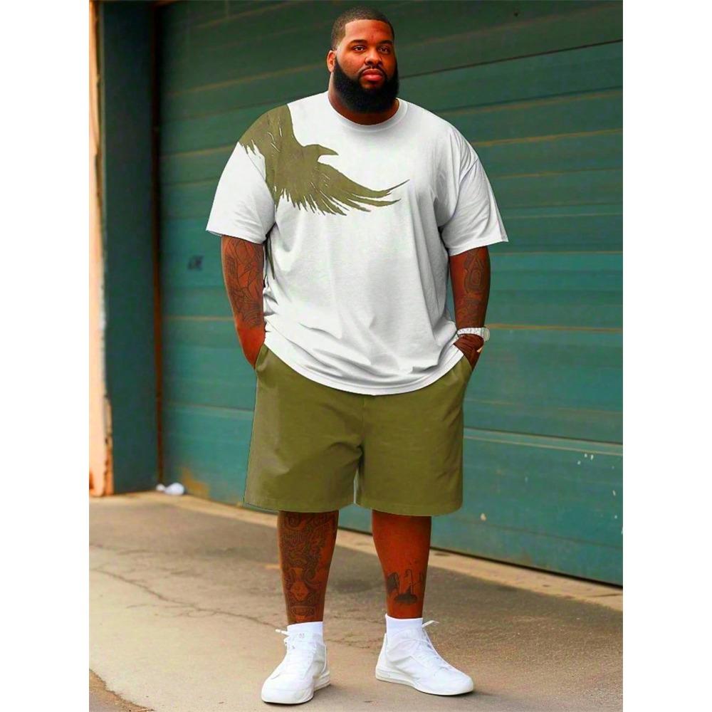 Men's Summer Coconut Tree Print Short-Sleeve T-Shirt and Shorts Set Hawaiian Sports Set Breathable Outdoor Two-Piece Set