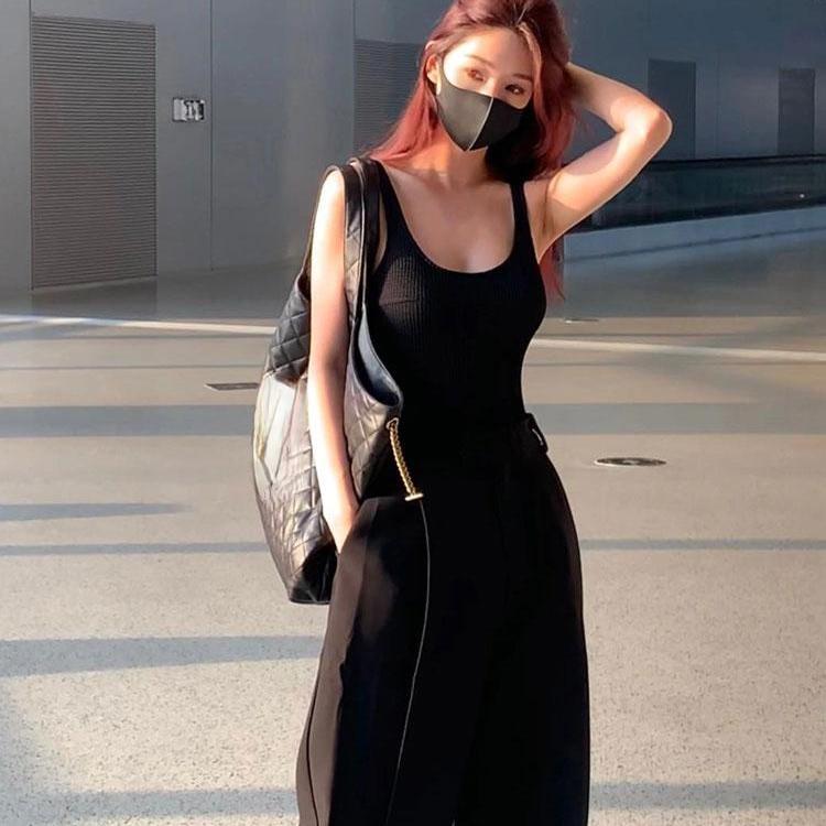 Top da donna Hot Canottiere con scollo a U con imbottiture sul petto all'interno delle canottiere Slim e sottile Abbigliamento esterno Schiena scoperta Triangolo Crotch aperto Top monopezzo