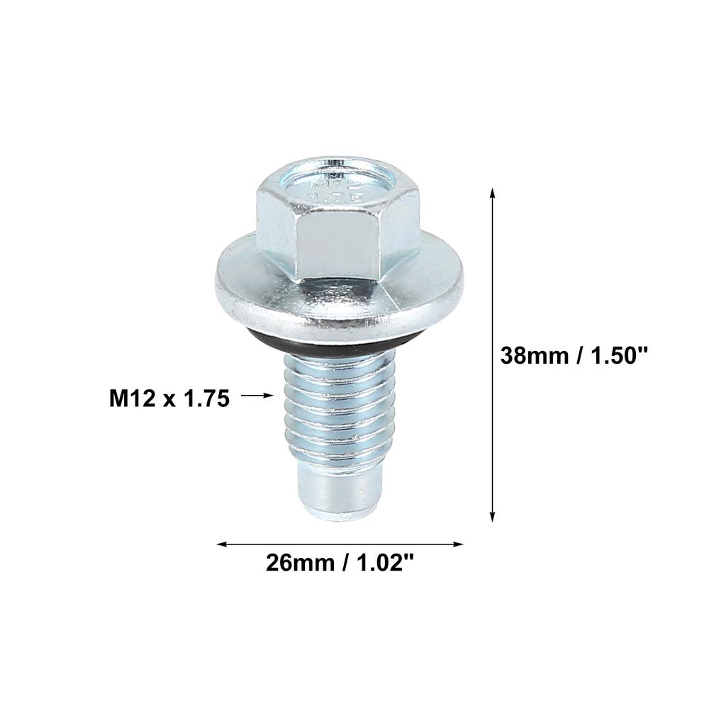 X Autohaux M12 x 1.75 Engine Oil Drain Plug Screw with Steel Seal Ring Replacement for Buick 1/2/4Pcs Oil Drain Plugs 3