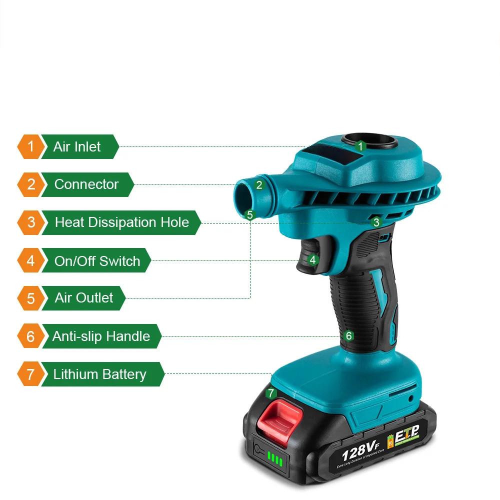 2 IN 1 Cordless Air Dust Machine Efficient Rechargeable Vacuum Clean Inflator Computer Cleaning Power Tool