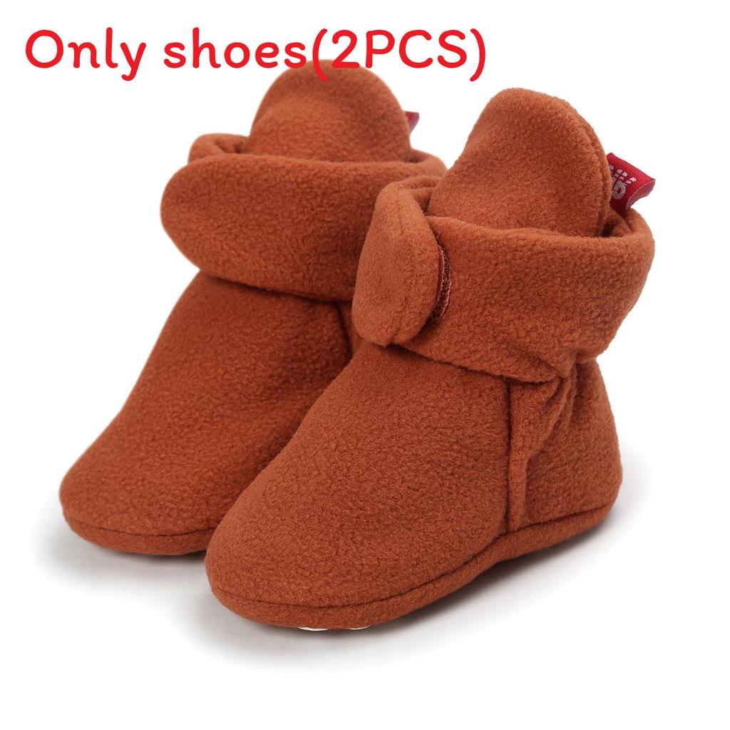 

Baby Socks Shoes With Solid Color And Star Striped Print Design For Newborns And Toddlers RedBrown,11cm