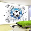 Modern Simple Wallpaper Football Broken Wall Murals Kids Bedroom Living Room Creative 3d Mural Decor