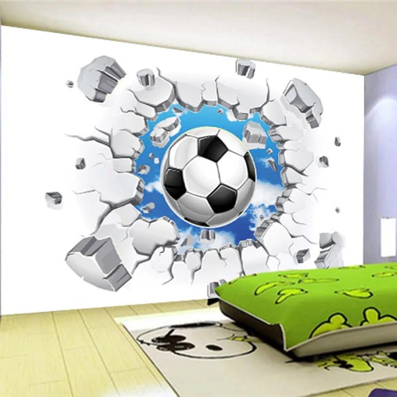 Modern Simple Wallpaper Football Broken Wall Murals Kids Bedroom Living Room Creative 3d Mural Decor