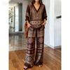 Loose casual y1 new v-neck top wide-leg pants two-piece women's clothing European and American fashion suit