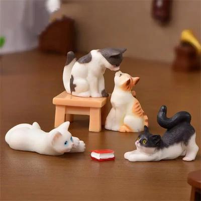1PC Śliczne Mini Koty Ozdoby Stołowe Figurki Miniaturowe Dekoracje Domek Dla Lalek Ogród Wróżek Mały Żywica Kociak Krajobraz DIY Dekoracje
