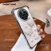 3D Pearl Butterfly Shockproof Plating Silicone Case for Huawei Mate 70 60 50 40 30 Pro Transparent Back Cover
