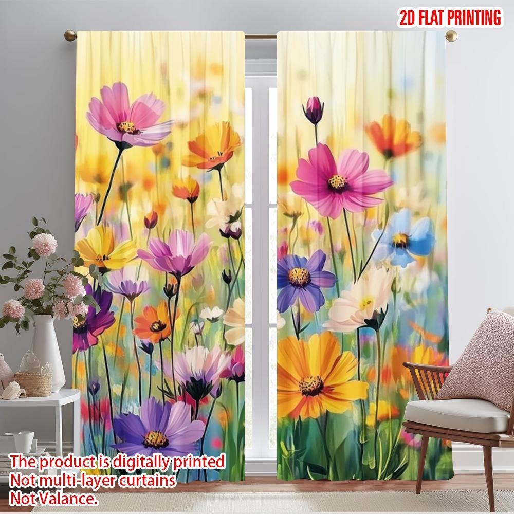 

2pcs,2D plane printing Light Filtering Curtains Floral Symphony(5) Versatile Durable Polyester (without rod) Holiday Ldeal for 52.50×116.00 CM 2pcs