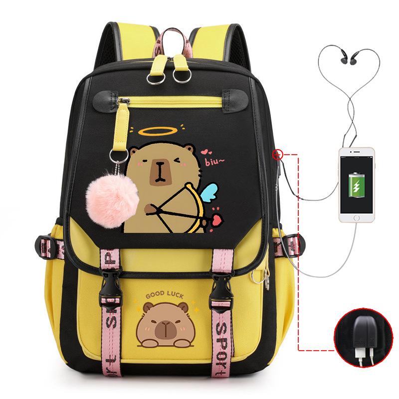 Campus Universal School Bag Kapibara Personality Trend USB Multifunctional Backpack Student New