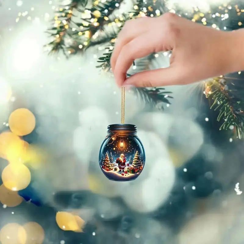 8CM Acrylic Wishing Bottle 2D Flat Pendant Car Pendant Ornament Christmas Ornament Christmas Tree Pendant